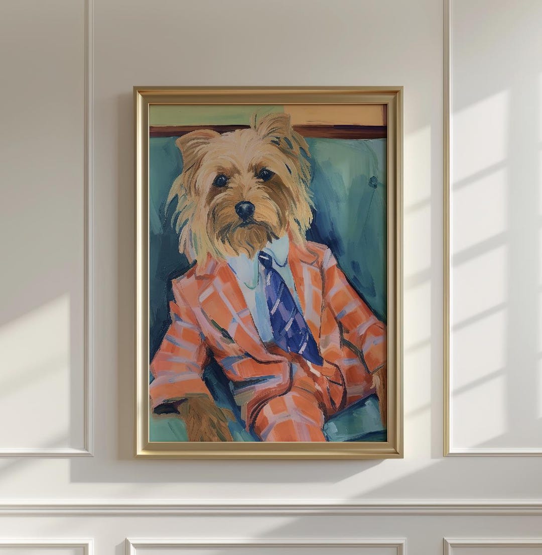 Stylish Yorkie Art Print: Dapper Dog Wall Decor - Etsy