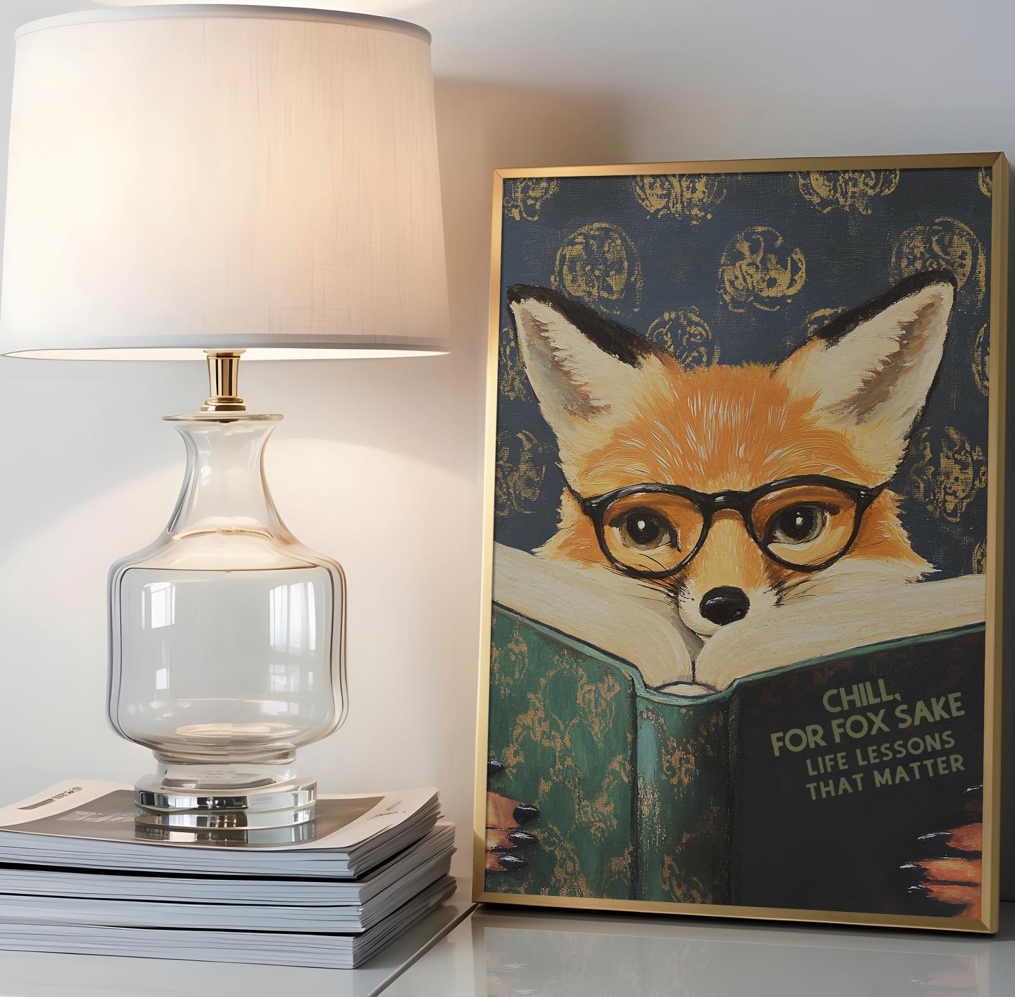 Whimsical Funny Fox Reading Book Art Print - Literary Animal Wall Decor ...