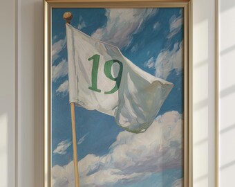 19th Hole Flag Golf Lovers Print Watering Hole, Palm Beach Sports Gift