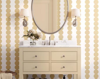 Scallop Stripes in Muted Yellow Wallpaper - Peel and Stick or Traditional - Modern Nursery Geometric Decor Kids Playful Pattern Design