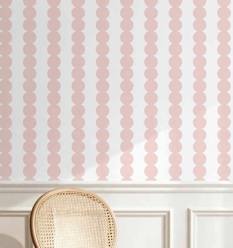 Pink Wall Patterns Scallop Stripes in Pink Wallpaper - Peel and Stick or Traditional ...