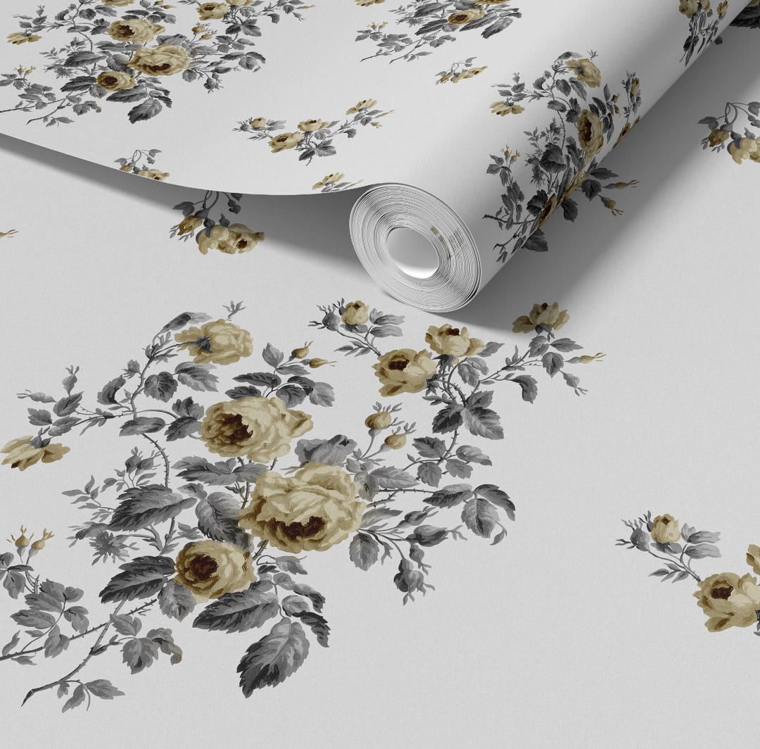Rose Reverie Gold Wallpaper - Peel and Stick or Traditional - Etsy