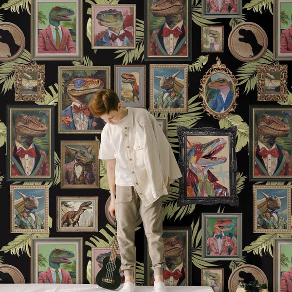 Whimsical Dinosaur Peel and Stick Wallpaper - Peel and Stick or Traditional