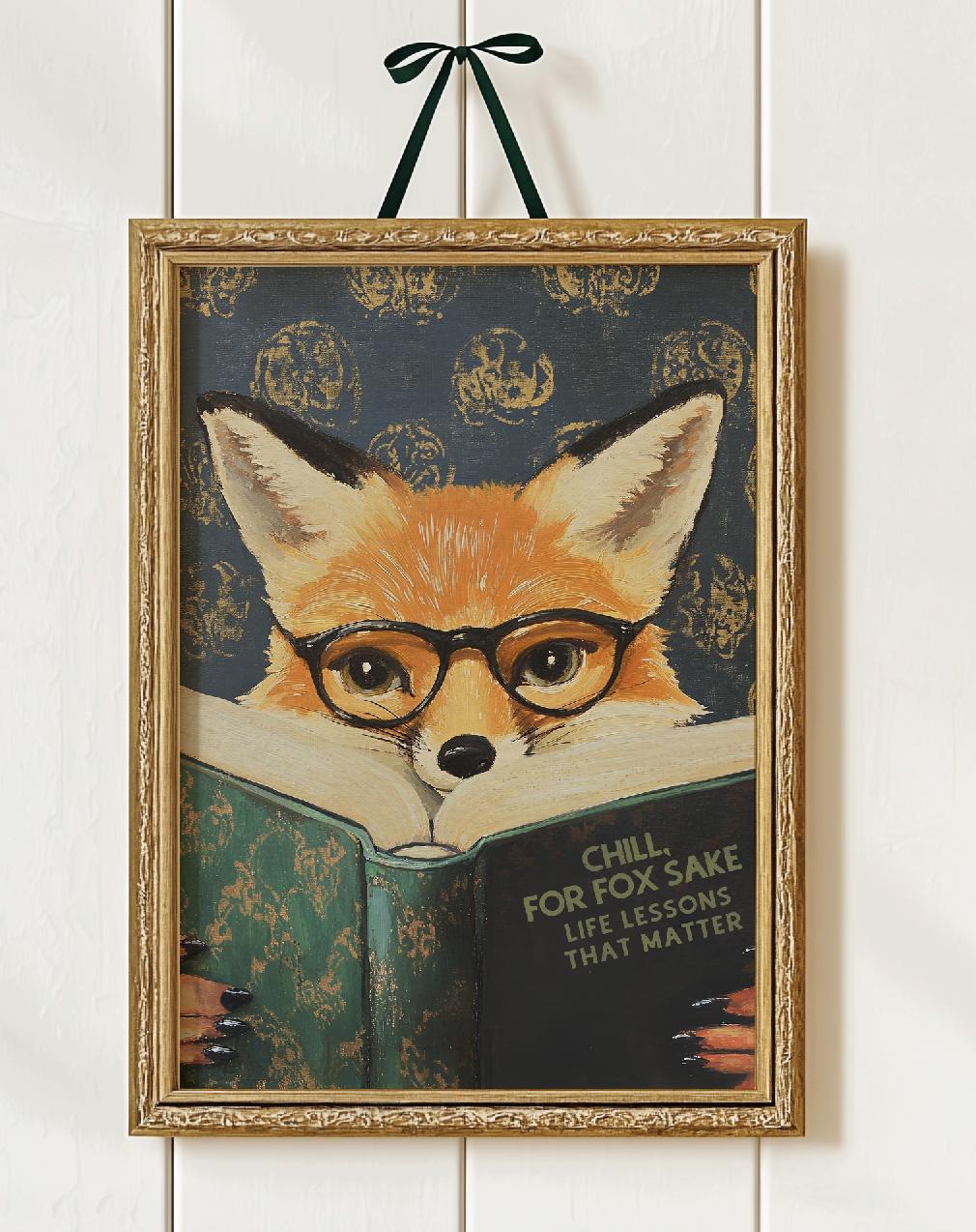 Whimsical Funny Fox Reading Book Art Print - Literary Animal Wall Decor ...