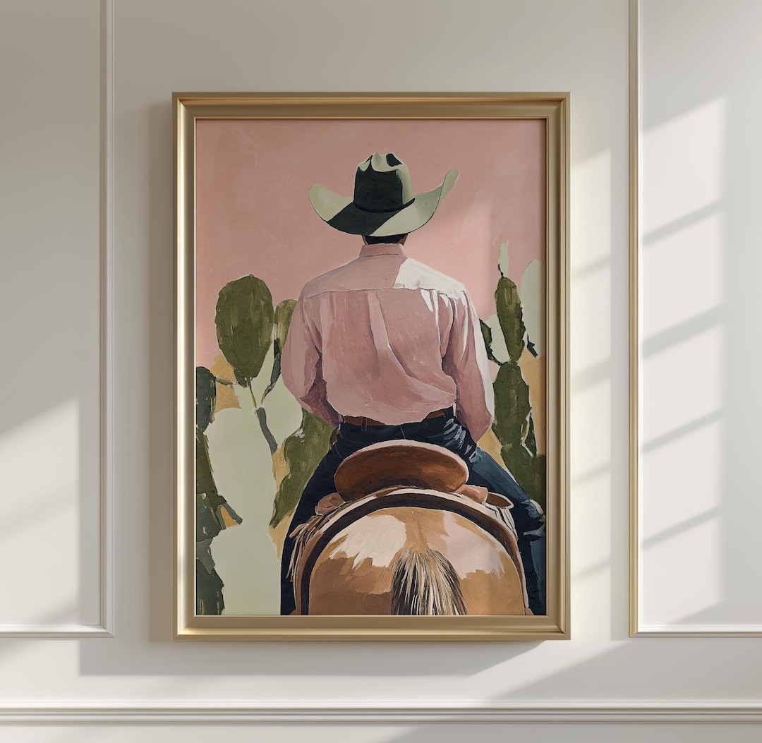 Cowboy and His Horse Western Art Print | Rustic Cowboy Horse Wall Decor ...
