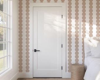 Scallop Stripes in Muted Pink Wallpaper - Peel and Stick or Traditional - Modern Nursery Decor Geometric Pattern Design