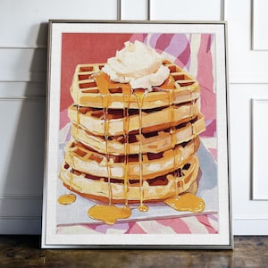 Retro Waffeln Kunstdruck: Trendiges Küchen Poster für die Küche (ohne Rahmen)