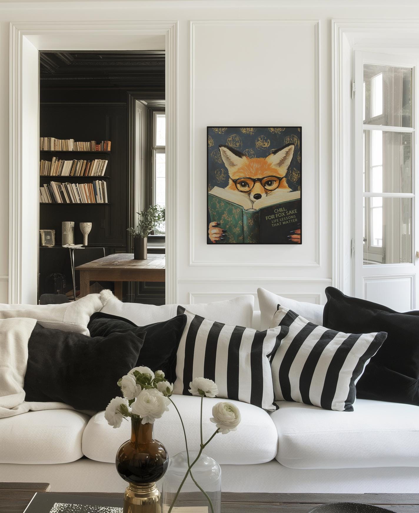 Whimsical Funny Fox Reading Book Art Print - Literary Animal Wall Decor ...