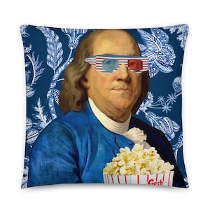 Benjamin Franklin Popcorn Throw Pillow: Funny Historical Home Decor