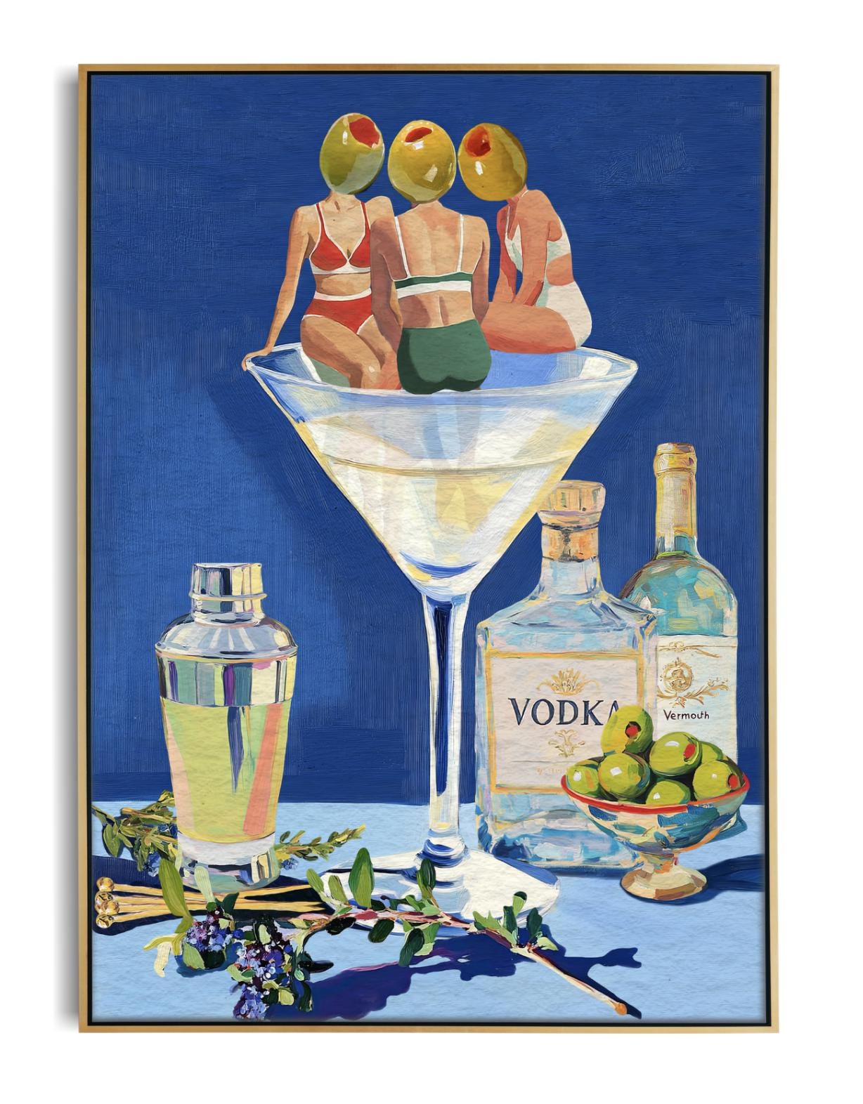 Vintage Dirty Martini Bar Print - Retro Cocktail Wall Art for Home Bar & Kitchen Decor (No Frame)