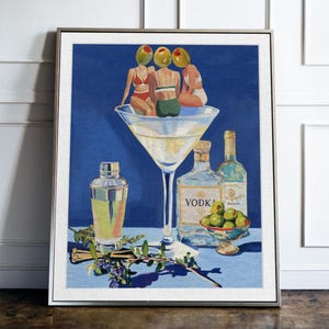 Vintage Dirty Martini Bar Print - Retro Cocktail Wandkunst für Hausbar & Küchendekoration (ohne Rahmen)