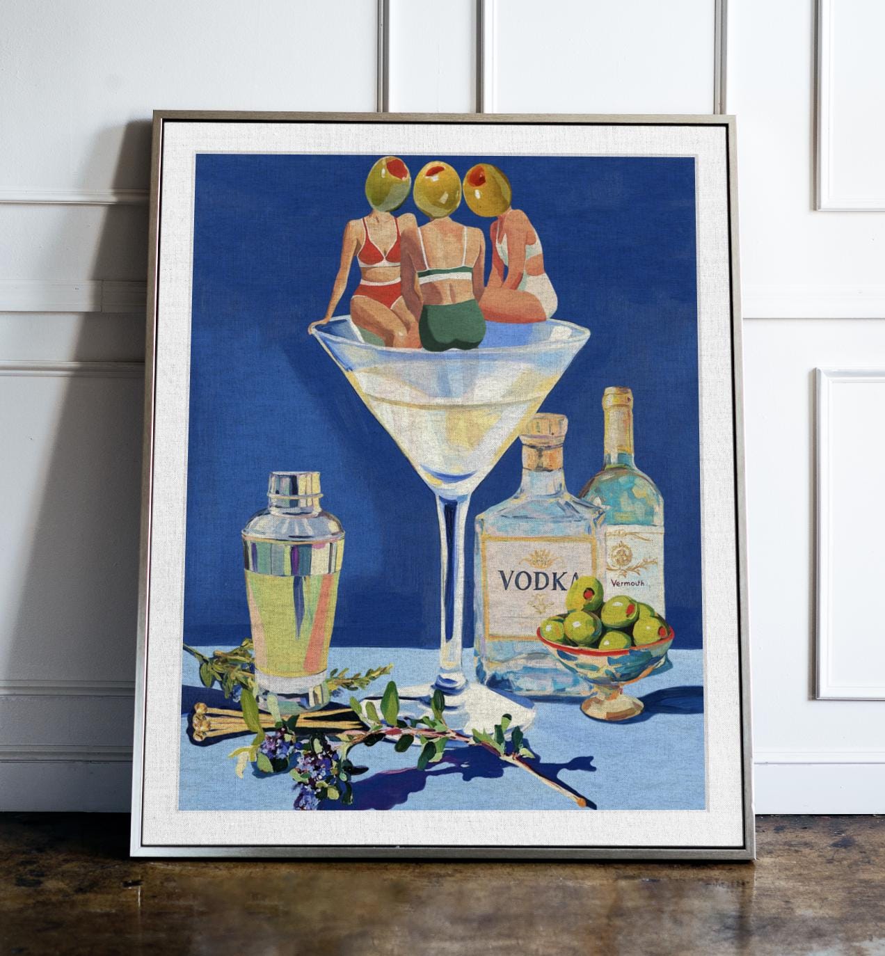 Vintage Dirty Martini Bar Print - Retro Cocktail Wall Art for Home Bar & Kitchen Decor (No Frame)