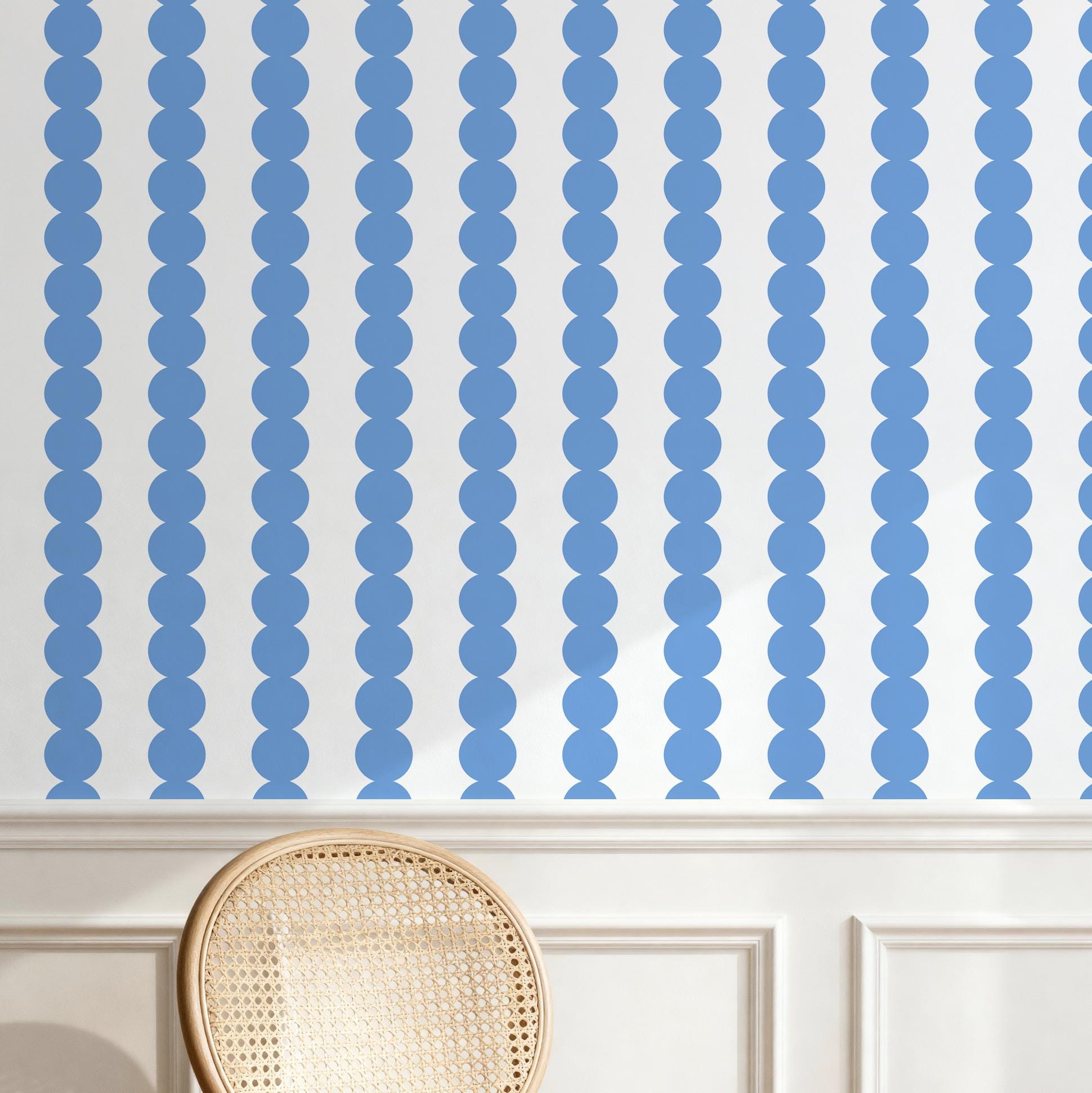 Scallop Stripes in Blue Wallpaper - Peel and Stick or Traditional ...