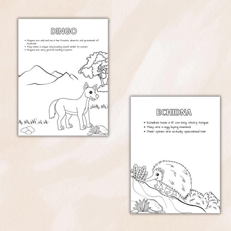 Australian Animals Coloring Pages, Printable Kids Activity Pack ...