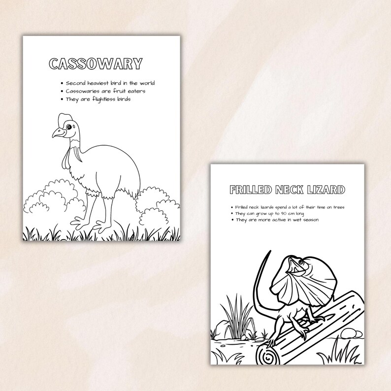 Australian Animals Coloring Pages, Printable Kids Activity Pack ...