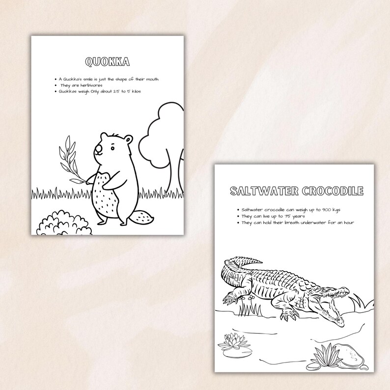 Australian Animals Coloring Pages, Printable Kids Activity Pack ...