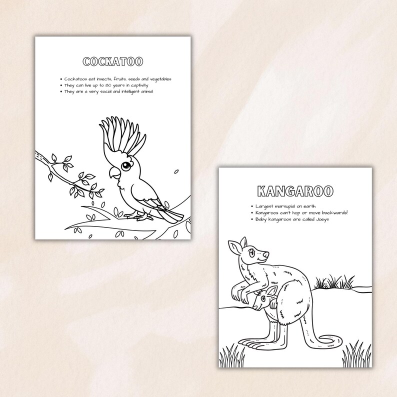 Australian Animals Coloring Pages, Printable Kids Activity Pack ...