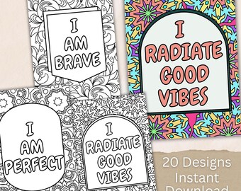 Mandala zum Ausmalen, Positive Affirmationen, Stressabbau & Achtsamkeit, Selbstpflege Digitaler Download Entspannung