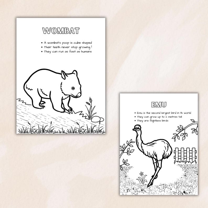 Australian Animals Coloring Pages, Printable Kids Activity Pack ...