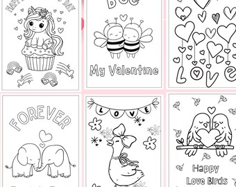 Valentinstag Malkarten für Kinder und Erwachsene, bedruckbare 5x7-Liebe, Freundschaft, Klassenzimmer-Familienaktivität