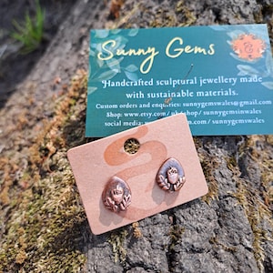Oak leaf and acorn ornate stud earrings, elegant nature studs, warm cozy copper jewelry, handmade, gothic vintage studs, victorian style