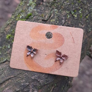 Mini butterfly 3D earrings, cute small tiny stud earrings, copper cottagecore jewellery, handmade boho earrings, cottagecore, fairycore