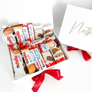 Personnalisation Chocolat Kinder & Nutella en Coffret Cadeau 2024 - Box à Personnaliser avec Prénom - Cadeau Gourmand pour Anniversaire