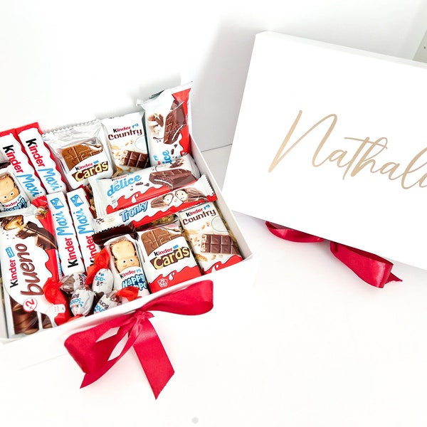 Personnalisation Coffret Kinder avec Prénom, Chocolat Pâques, Cadeau d'Anniversaire Marraine Ami Homme Parrain Soeur Mamie Fête des Mères