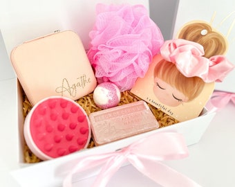 Coffret Cadeau Bien-être Rose, Coffret Soin Personnel, Cadeau Anniversaire Personnalisable Marraine Maman Mamie Soeur Collègue Grossesse