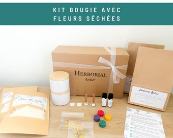 2 Kit DIY Bougie Coffret à Offrir, Simple et Rapide pour Tous Niveaux, Coffret Bougie Vegan et Fleurs Séchées, Cadeau Saint-Valentin