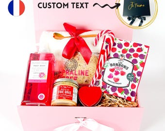 Roze kerstbox voor vrouwen, kerstcadeaubox voor vrouwen, roze cocoonbox, gourmetbox voor Kerstmis, ontspanningsbox voor Kerstmis, kerstcadeau