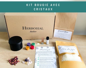Kit DIY Bougie Cristaux, Cadeau de Saint-Valentin Coffret à Offrir, Simple et Rapide pour Tous Niveaux, Cire de Soja, A Fabriquer Soi-Même