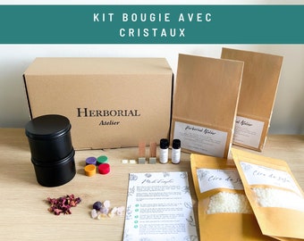 2 Kit DIY Bougie Cristaux, Cadeau de Fête des Mères Coffret à Offrir, Simple et Rapide pour Tous Niveaux, Cire de Soja, A Fabriquer Soi-Même