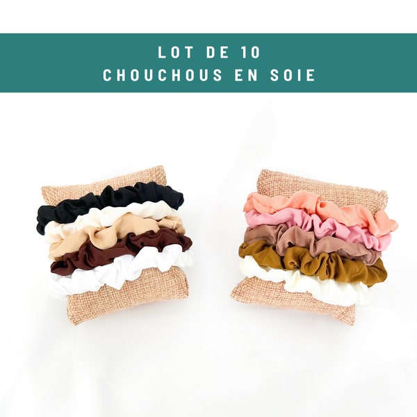 Lot de 10 Chouchou en Soie de taille S | Box de Scrunchies Satinés | Accessoires pour Cheveux Femmes