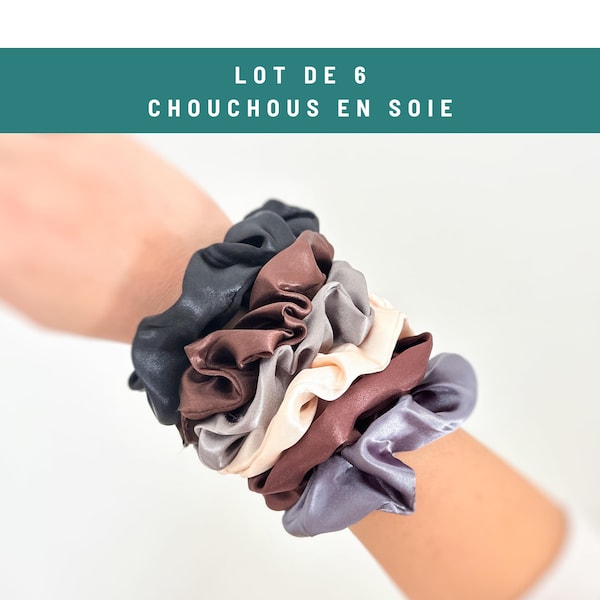 Lot de 6 Chouchou en Soie de taille M | Box de Scrunchies Satinés | Accessoires pour Cheveux Femmes