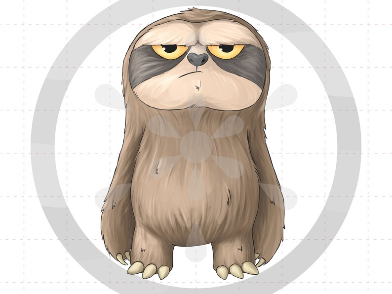 Grumpy Slothh Unimpressed Sloth Clipart, High Quality PNG Illustration, Commercial ...
