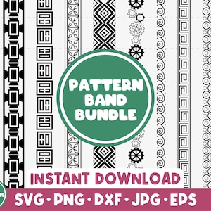 10 Pattern Band SVG Bundle, pliki Border SVG dla Cricut, Silhouette, DXF, Clipart, Seamless Patterns