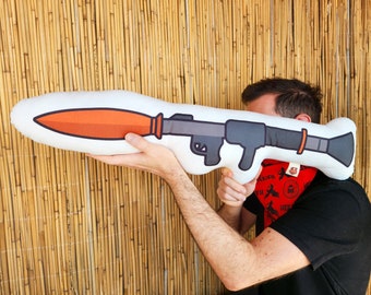 Bazooka Plush - Weapon Toy for Gamer and Streamer, Missile Launcher Pillow Decor for Military and Army Lover, Gift for Content Creator