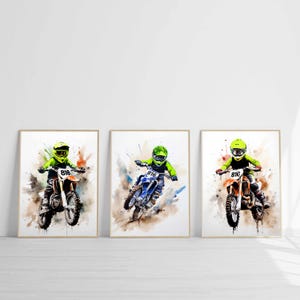 Cartel de motocross niño motocicleta impresión regalo niño deporte extremo arte impresión automovilismo imagen imprimible decoración de la habitación de los niños descarga digital