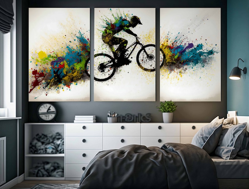 Mountain Bike Wall Art Watercolor Bicycle Print Downhill Mountain Bike