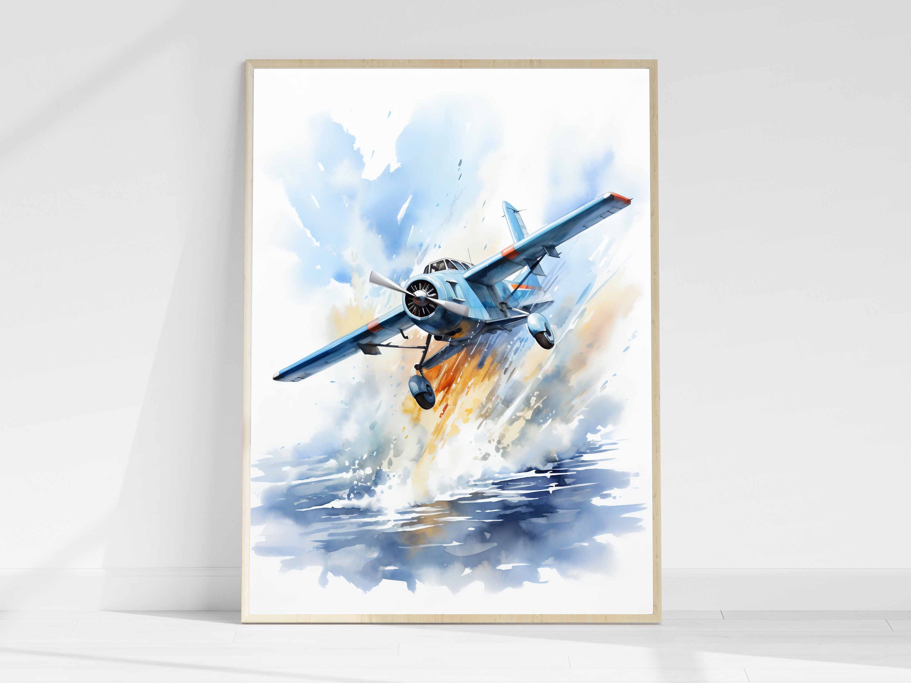 Set Di 8 Poster Ad Acquerello Per Parete - Aeroplani, Mongolfiere E Elicotteri - Stampe Artistiche 20,3x25,4 Cm Senza Cornice Per Cameretta Bambini E Decorazione Casa - 3