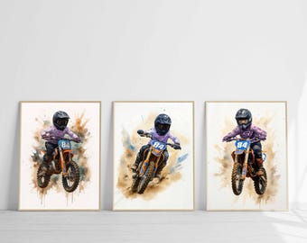 Impression de motocross pour enfant, cadeau pour garçon, sports extrêmes, affiche de motocross, décoration de chambre de garçon, téléchargement numérique