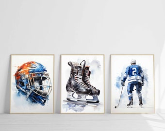 Hockey Wall Art Prints Ice Hockey Poster Boy Bedroom Decor Gift for Hockey Fan Hockey Print Boys Room Wall Art Teen Bedroom Digital Download