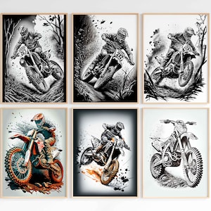 Motocross Poster Digital Download Set of 6 Prints Dirt Bike Wall Art Motorsports Printable Motorcycle Sport Bike Motorbike Room Art Decor