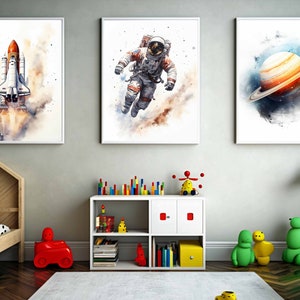 Yookeer 4-Piece Space Themed Wall Art For Kids Rooms – Astronaut Galaxy Posters & Wood Signs With Inspirational Quotes - View #4