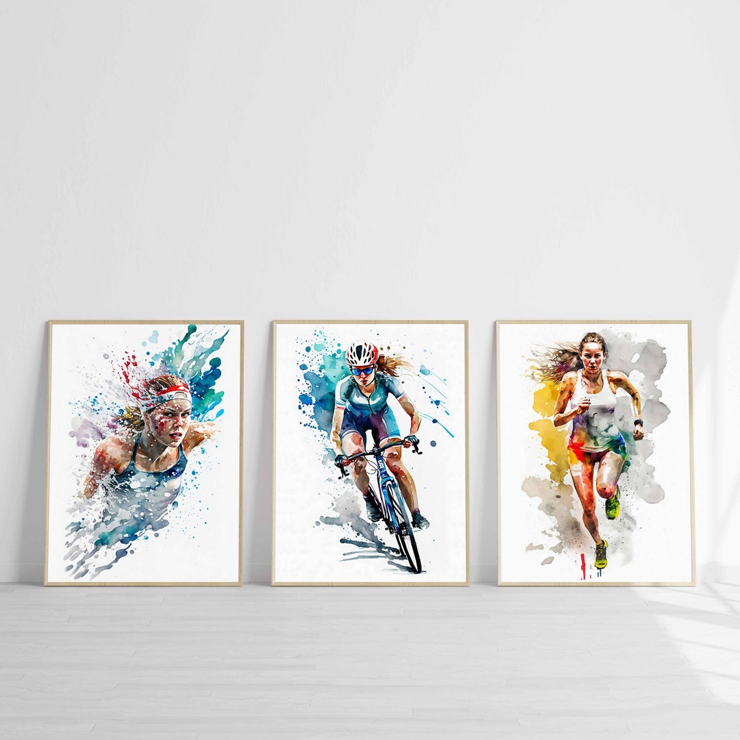 Triathlon Kunstdruck zum Ausdrucken Triathlon Geschenk Digitaler ...