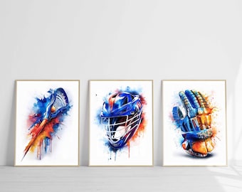 Lacrosse Print Lacrosse Wall Art Digital Download Lacrosse Gift for Boys Room Decor Lacrosse Poster Set of 3 Printable Sports Art Download