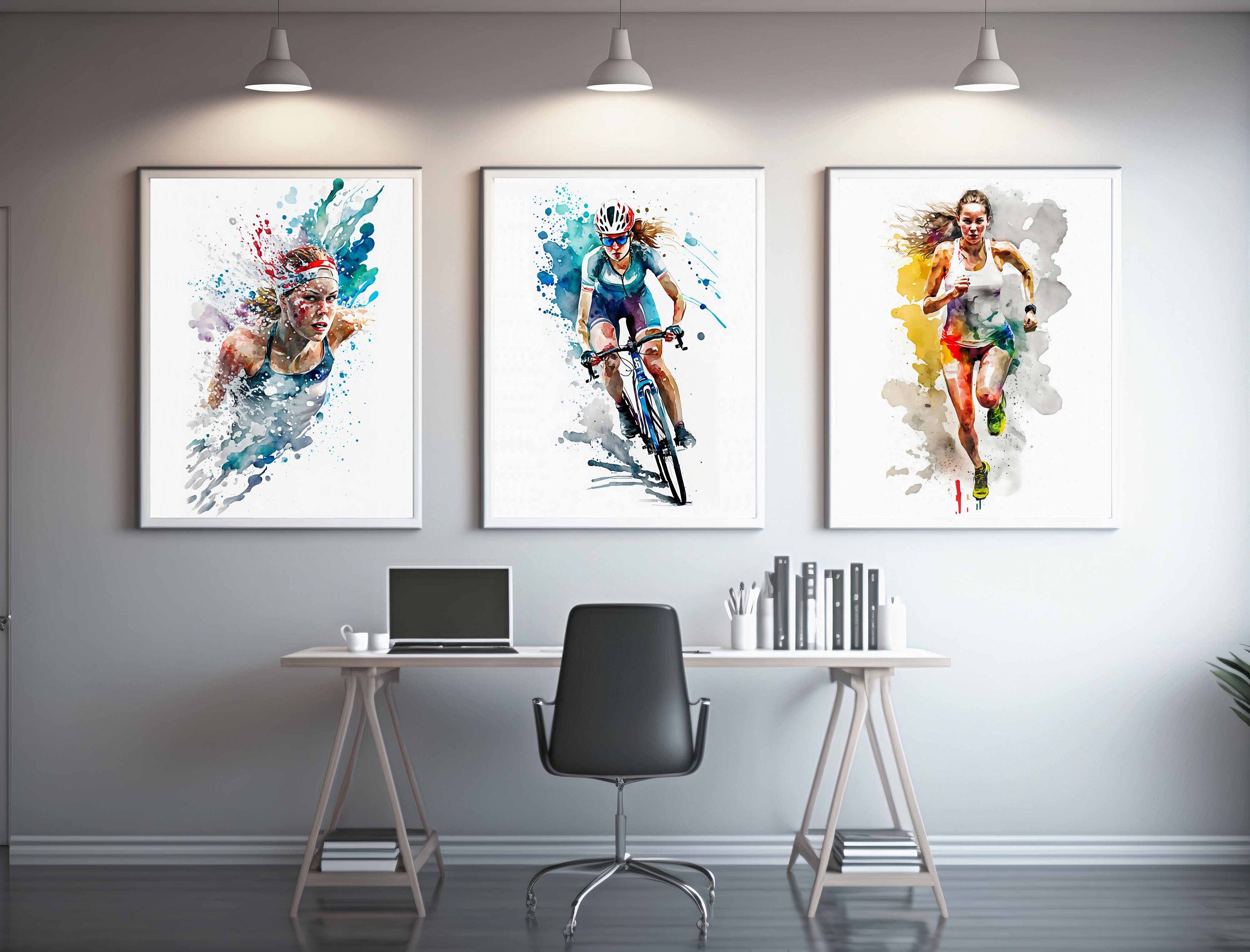 Triathlon Kunstdruck zum Ausdrucken Triathlon Geschenk Digitaler ...