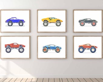 Monster Truck Print Sport Car Gallery Wall Art Boys Room Decor Kid Room Art Nursery Prints Digital Download Toddler Gift Monster Truck Party