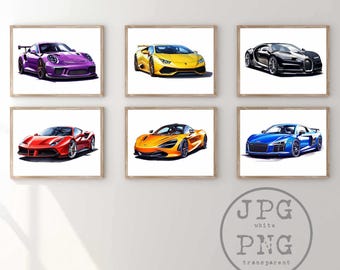 Sports Car Prints Sports Car Wall Art Gift For Car Lover Digital Download Boys Bedroom Print Gift For Boys Men Teen Vehicle PNG Clipart